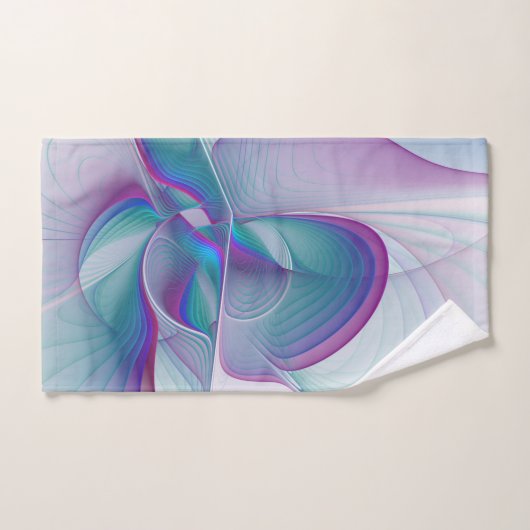 Moderne Abstracte roze blauwe turquoise Fractal Ar Bad Handdoek (Handdoek)