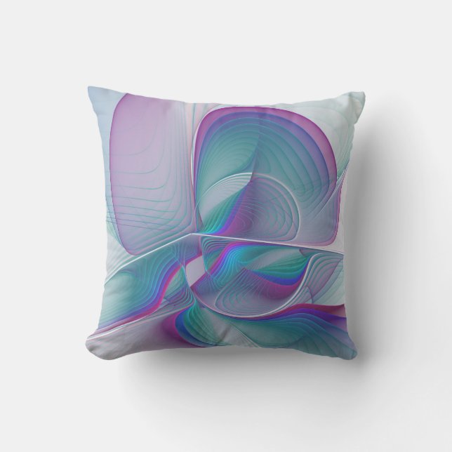 Moderne Abstracte roze blauwe turquoise Fractal Ar Buitenkussen (Voorkant)