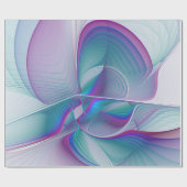 Moderne Abstracte roze blauwe turquoise Fractal Ar Cadeaupapier (Vlak)