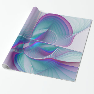 Moderne Abstracte roze blauwe turquoise Fractal Ar Cadeaupapier