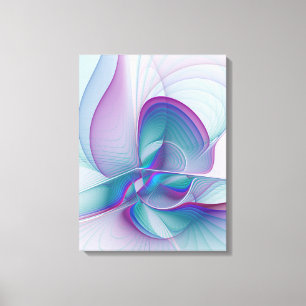 Moderne Abstracte roze blauwe turquoise Fractal Ar Canvas Afdruk