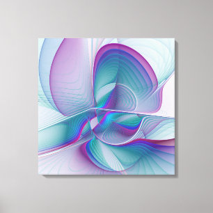 Moderne Abstracte roze blauwe turquoise Fractal Ar Canvas Afdruk