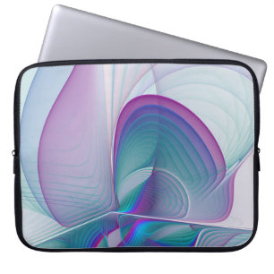 Moderne Abstracte roze blauwe turquoise Fractal Ar Laptop Sleeve
