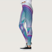 Moderne Abstracte roze blauwe turquoise Fractal Ar Leggings (Links)
