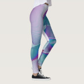 Moderne Abstracte roze blauwe turquoise Fractal Ar Leggings (Rechts)