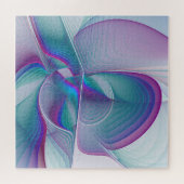 Moderne Abstracte roze blauwe turquoise Fractal Ar Legpuzzel (Horizontaal)