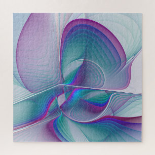 Moderne Abstracte roze blauwe turquoise Fractal Ar Legpuzzel