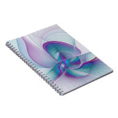 Moderne Abstracte roze blauwe turquoise Fractal Ar Notitieboek (Rechterzijde)