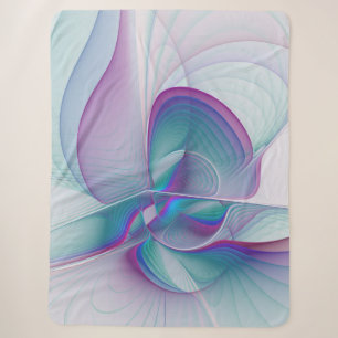 Moderne Abstracte roze blauwe turquoise Fractal Ar Sherpa Deken