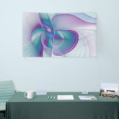Moderne Abstracte roze blauwe turquoise Fractal Ar Spandoek (Beurs)