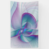Moderne Abstracte roze blauwe turquoise Fractal Ar Spandoek (Verticaal)