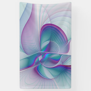 Moderne Abstracte roze blauwe turquoise Fractal Ar Spandoek