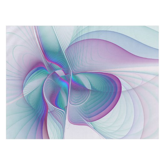 Moderne Abstracte roze blauwe turquoise Fractal Ar Tafelkleed (Voorkant (Horizontaal))