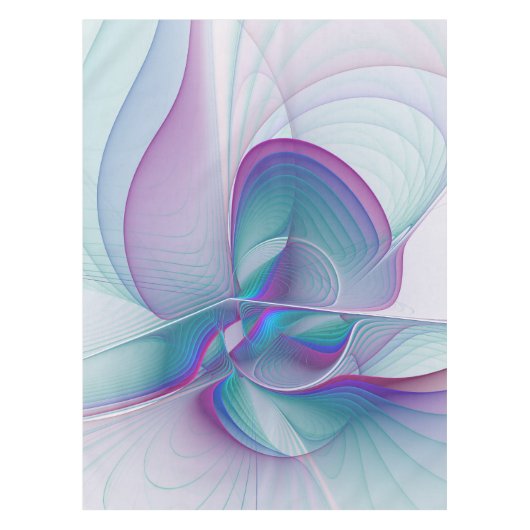 Moderne Abstracte roze blauwe turquoise Fractal Ar Tafelkleed (Voorkant)