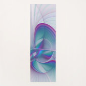 Moderne Abstracte roze blauwe turquoise Fractal Ar Yogamat (Voorkant)