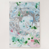 Moderne Abstracte roze blauwe witte Sjabloon Legpuzzel (Verticaal)