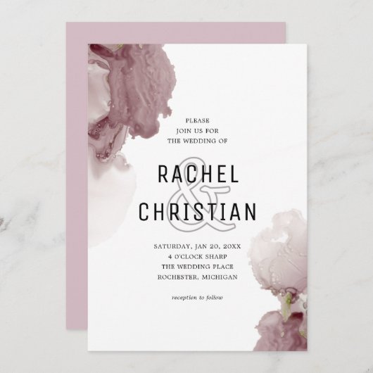 Moderne abstracte roze geode bruiloft kaart (Voorkant / Achterkant)