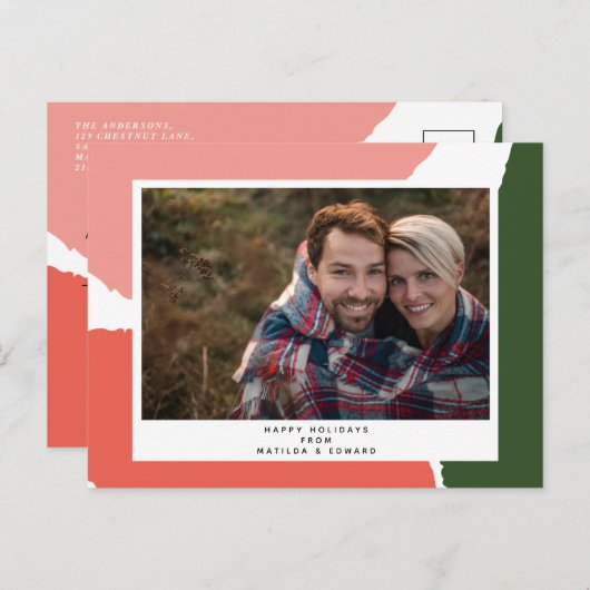 Moderne abstracte roze groene vakantie briefkaart (Voorkant / Achterkant)