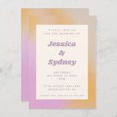 Moderne Abstracte roze Oranje gradiënt bruiloft Kaart (Voorkant / Achterkant)