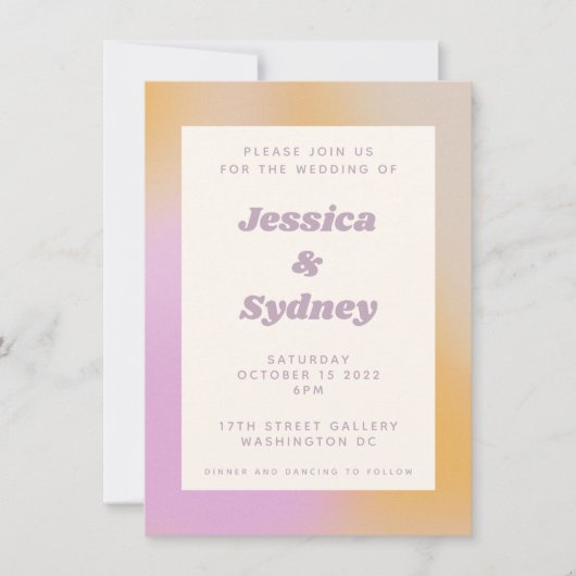 Moderne Abstracte roze Oranje gradiënt bruiloft Kaart (Voorkant)