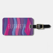 Moderne Abstracte Roze Paarse Waterverf Custom Bagagelabel (Voorkant horizontaal)