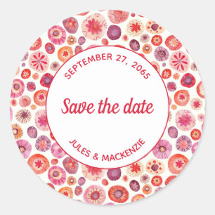 Moderne Abstracte roze Waterverf cirkels Ronde Sticker