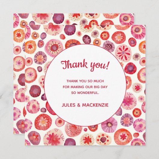 Moderne Abstracte roze Waterverf dank u (Voorkant / Achterkant)