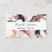 Moderne Abstracte Roze Zwart Beige Waterverf Uniek Visitekaartje (Voorkant)