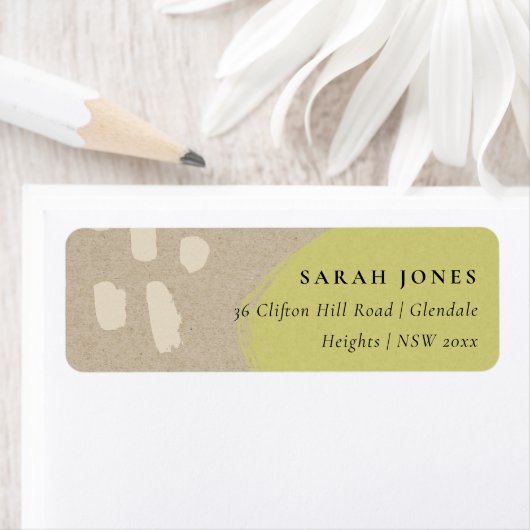 MODERNE ABSTRACTE RUSTISCHE LIME GROENE KRAFT ADRE ETIKET (Insitu)