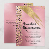 Moderne abstracte safari glitter gouden roze parti kaart (Voorkant / Achterkant)