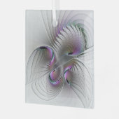 Moderne Abstracte Shy Fantasy Figuur Fractal Art Glas Ornament (Voorkant links)