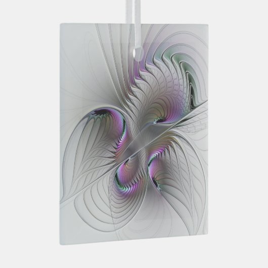 Moderne Abstracte Shy Fantasy Figuur Fractal Art Glas Ornament (Voorkant Rechts)