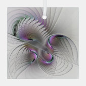 Moderne Abstracte Shy Fantasy Figuur Fractal Art Glas Ornament (Achterkant)