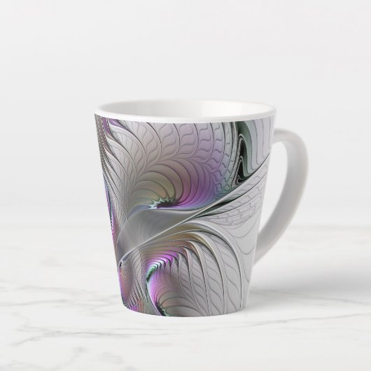 Moderne Abstracte Shy Fantasy Figuur Fractal Art Latte Mok (Rechterhoek)