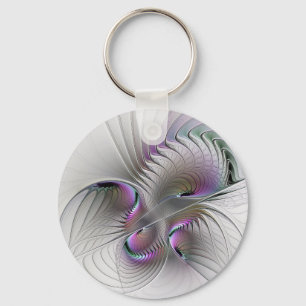 Moderne Abstracte Shy Fantasy Figuur Fractal Art Sleutelhanger