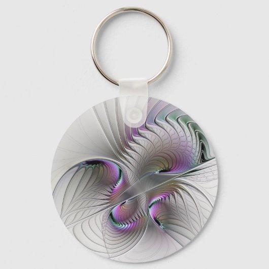 Moderne Abstracte Shy Fantasy Figuur Fractal Art Sleutelhanger (Voorkant)