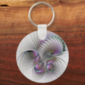 Moderne Abstracte Shy Fantasy Figuur Fractal Art Sleutelhanger (Voorkant)