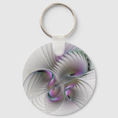 Moderne Abstracte Shy Fantasy Figuur Fractal Art Sleutelhanger (Achterkant)