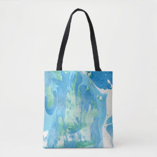 Moderne Abstracte Sjabloon Blauw groen wit Draagtas
