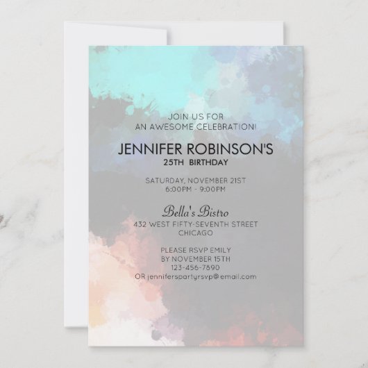 Moderne Abstracte Spletters van verf Kaart (Voorkant)