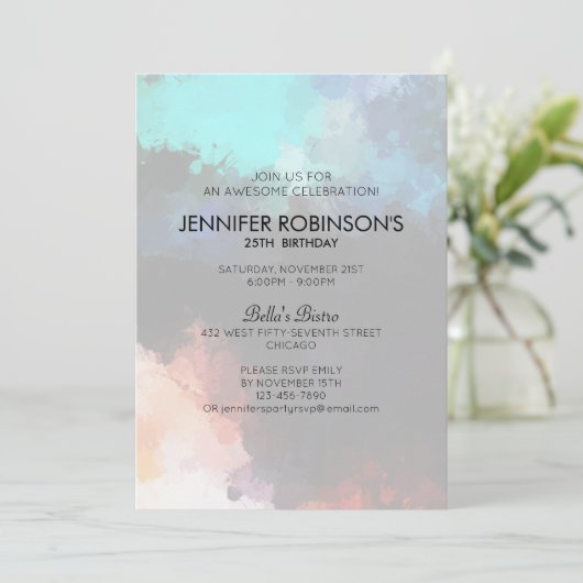 Moderne Abstracte Spletters van verf Kaart (Staand voorkant)