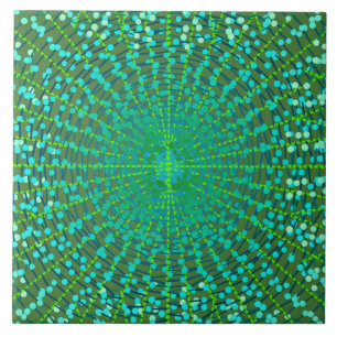 Moderne Abstracte Starburst, Jade Green en Aqua Tegeltje