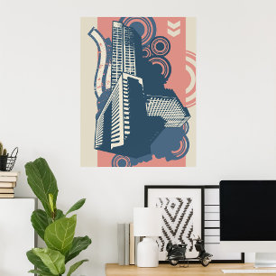 Moderne Abstracte stedelijke achtergrond levendig  Poster