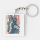 Moderne Abstracte stedelijke achtergrond levendig Sleutelhanger (Achterkant)