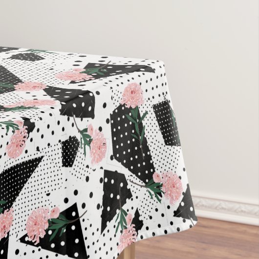 Moderne Abstracte Stippen en roze bloemen Tafelkleed (Voorbeeld)