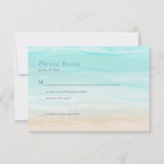 Moderne Abstracte Strand Bruiloft RSVP Kaart (Voorkant)