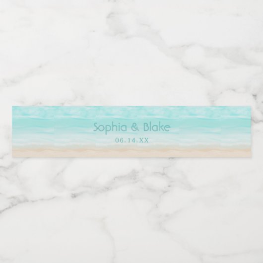 Moderne Abstracte strandbruiloft Waterfles Etiket (Enkel label)