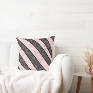 Moderne Abstracte Strepen Blush Roze Marmer Kussen