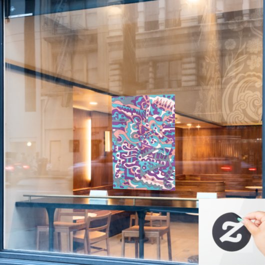 Moderne abstracte tekening raamsticker (Cafe Raam)