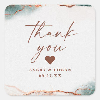Moderne Abstracte Terra Cotta Herfst bruiloft dank Vierkante Sticker